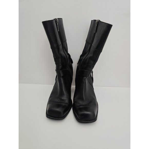 Harley Davidson Harness Boots 8 Darla Zip Mid Calf Above Ankle Black Leather - Picture 6 of 11